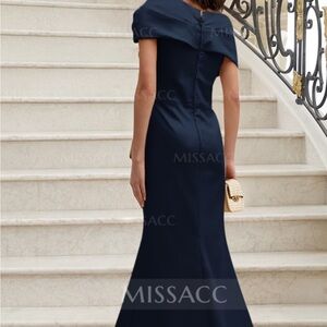 Elegant Off the Shoulder Navy Dress